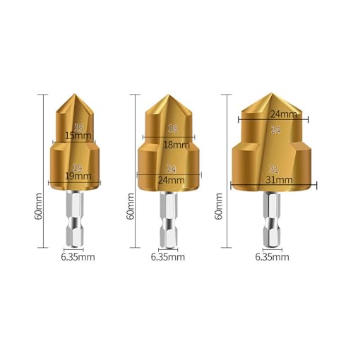 3er-Pack PPR-Stufenbohrer, Reibahlenbohrer, Hartstahl, PVC-Rohrverschraubung, Expander, Stufenbohrer-Set für 19 Mm, 24 Mm, 31 Mm Rohre, Sechskantschaft, Schnellwechsel von PerGar