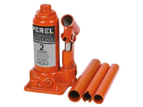 Perel Hydraulischer Stempelwagenheber, für LKW, Pkw, 2 Tonnen, Stahl, Orange von Perel