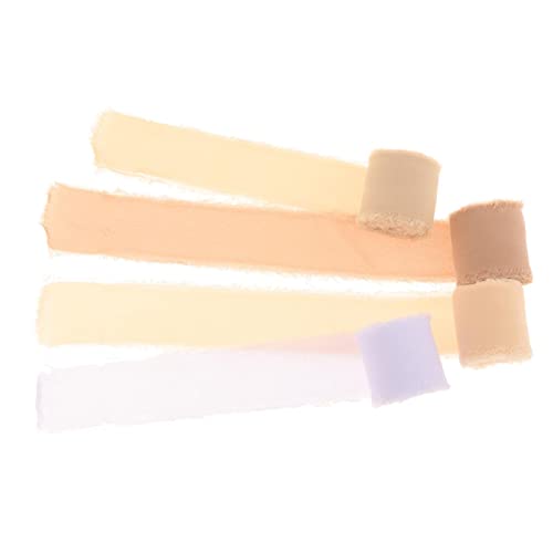 4 Stück Chiffon-Seidenband mit ausgefransten Kanten zum Verpacken von Hochzeitseinladungen und Geschenken, Weiß von Perfeclan