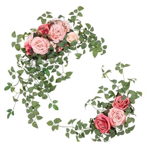 Perfeclan 2 Stücke Hochzeitsbogen Blumen Hintergrund Dekor kreative Hängeecke Künstliche Blumen Dekoration für Staffelei Party Gefälligkeiten, Rosa von Perfeclan