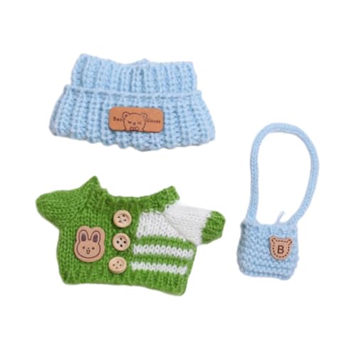 Perfeclan 3X Puppenkleidung Outifits Kleidert weich abnehmbar handgefertigtes Kostüm Girl Doll Kleidung Kleidung, Hut und Tasche für 5,91inch Puppe, GrÜn von Perfeclan