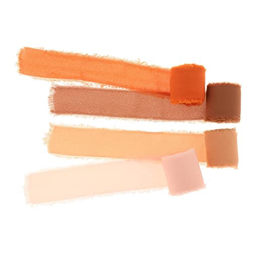 4 Stück Chiffon-Seidenband mit ausgefransten Kanten zum Verpacken von Hochzeitseinladungen und Geschenken, Orange von Perfeclan