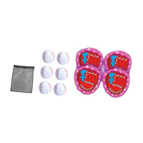 Perfeclan Ballwurf- und Fangspielset für Kinder, Softball-Set für Kinder, Klassische Outdoor-Spiele, Indoor- und Outdoor-Spiele für Erwachsene im Freien, Rosa mit Tennis von Perfeclan