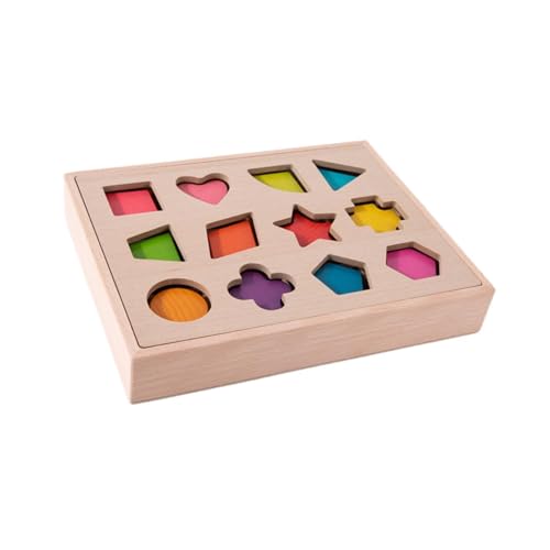 Perfeclan Holzform Sortierbox Spiel Holzform Sorter räumliche Farberkennung Matching Box für Kinder Kinder Spielzimmer Klassenzimmer, Bunt von Perfeclan