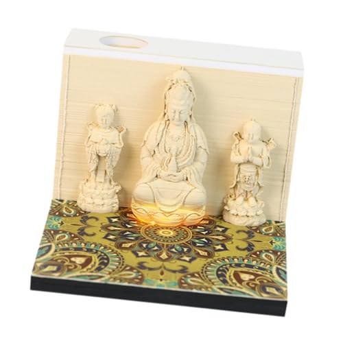 Perfeclan -Kalender 2025, 3D-Kalender Guanyin Buddha Geburtstagsgeschenk, Notizblock Schreibtischkalender Ornament für das Familienhaus, von Perfeclan