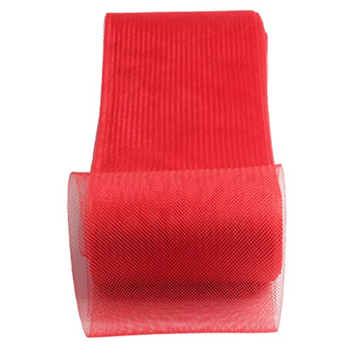 Perfeclan Polyester Crinoline Netzband Versteifungsband für Haarschmuck Blumenkugel Tischrock usw. ca. 25 Yards, Rot von Perfeclan