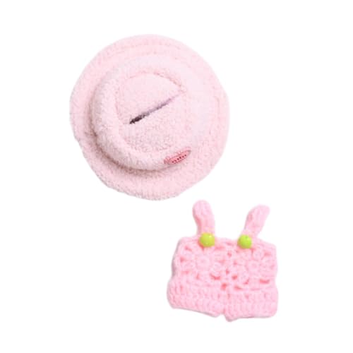 Perfeclan Puppe Kleidung Plüsch Puppe Zubehör Mode DIY Weiche Mini Cartoon Foto Requisiten Outfits Kostüme für 6,69'' Puppe Geburtstag Geschenke, Rosa Kleiderhut von Perfeclan