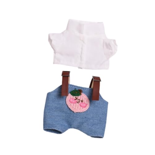 Perfeclan Puppenoberteil und Hosenträger-Hosenanzug, Puppenzubehör-Kleidung, Puppenhosen-Outfits für 15 cm große Puppen, Blau Rosa von Perfeclan