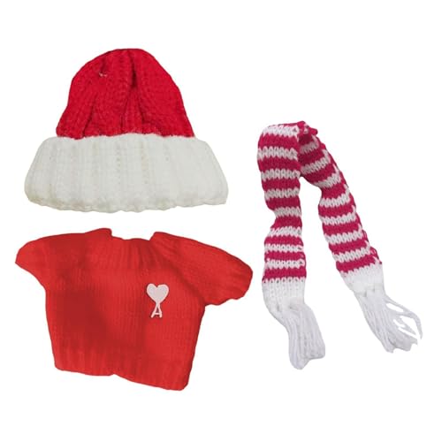 Perfeclan Puppenpullover Kleiderset Schal Accessoire Schal Mütze Mädchen Geschenk Kostüme Kleidung Puppenoutifits Puppenkleidung Anhänger Puppe Puppen, Pullover mit Herz von Perfeclan