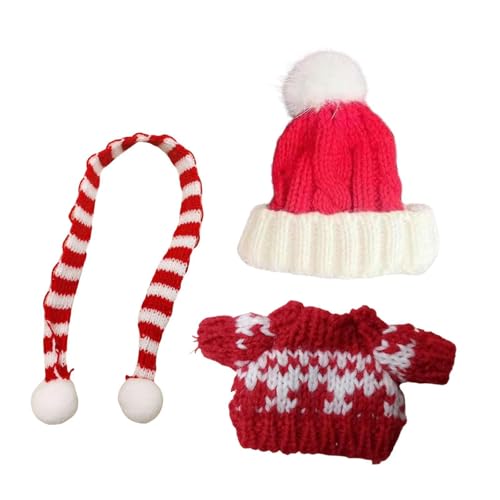 Perfeclan Puppenpullover Kleiderset Schal Accessoire Schal Mütze Mädchen Geschenk Kostüme Kleidung Puppenoutifits Puppenkleidung Anhänger Puppe Puppen, Rote Schneeflocke von Perfeclan