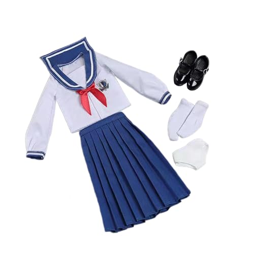 Perfeclan Schuluniform für Damen im Maßstab 1/6, Cosplay-Langarmset, modische Actionfigur-Kleidung für 12-Zoll-BJD-Puppe, Körper weiblicher Figuren, BLAU von Perfeclan