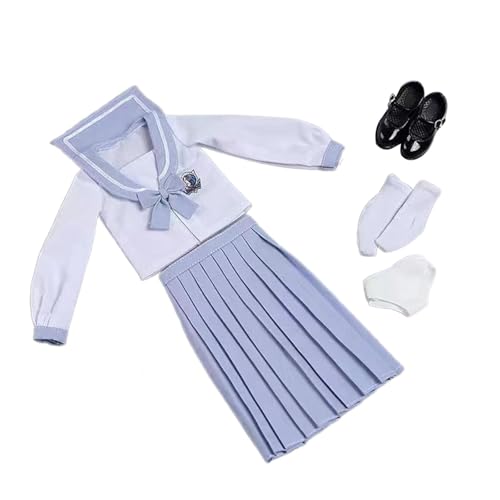 Perfeclan Schuluniform für Damen im Maßstab 1/6, Cosplay-Langarmset, modische Actionfigur-Kleidung für 12-Zoll-BJD-Puppe, Körper weiblicher Figuren, Hellblau von Perfeclan