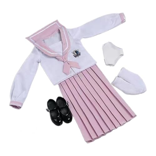 Perfeclan Schuluniform für Damen im Maßstab 1/6, Cosplay-Langarmset, modische Actionfigur-Kleidung für 12-Zoll-BJD-Puppe, Körper weiblicher Figuren, ROSA von Perfeclan