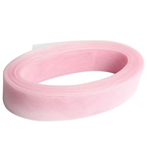 Polyester Crinoline Netzband Versteifungsband für Haarschmuck Blumenkugel Tischrock usw. ca. 50 Yards, Hell Rosa von Perfeclan