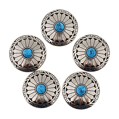 perfeclan 5 Dekorative Schnallenknöpfe Vintage Künstliche Türkis Conchos KnöpfeFür Leder Handwerk Verzierung Knöpfe aus Knöpfe DIY Deko, Blau von Perfeclan