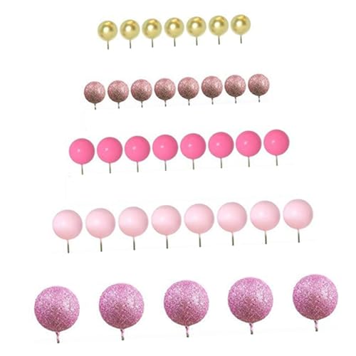 perfeclan 50pcs Kuchen -Top -Bälle, Kuchendekorationen, Cupcake Toppers Dekor Ornamente Schaumkugeln, Kuchendekoration Vorräte, Rosa von Perfeclan