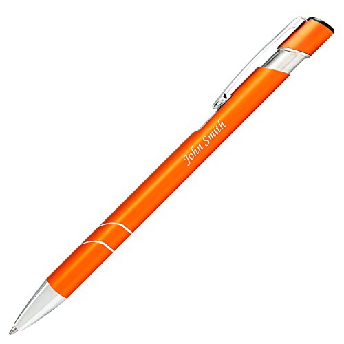 Personalisierte Kugelschreiber, Laser-Gravur gratis mit Namen, Text oder Logo, tolle Geburtstag, Hochzeit, Jubiläum Geschenk DE - STAR - Orange von Perfect Gift Shop