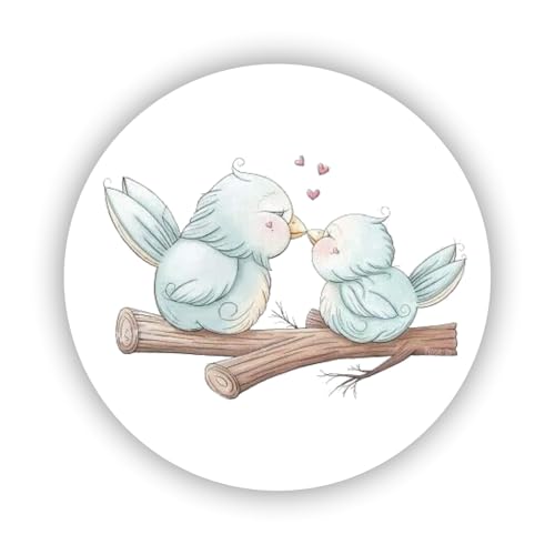 2cmØ 32-Stück! Aufkleber Sticker Briefumschlag-Siegel Post rund ADORABLE LOVE BIRDS WEDDING BEZAUBERNDE LIEBE VÖGEL HOCHZEIT PARTEI R89 von Perfect Sticker