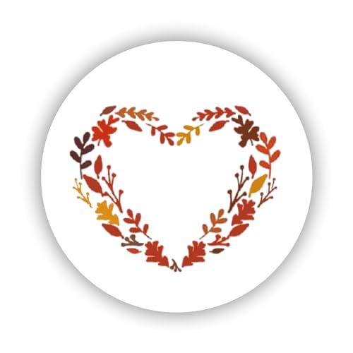 2cmØ 32-Stück! Aufkleber Sticker Briefumschlag-Siegel Post rund AUTUMN HEART WREATH HERBST HERZENSWÄRTER R1070 von Perfect Sticker