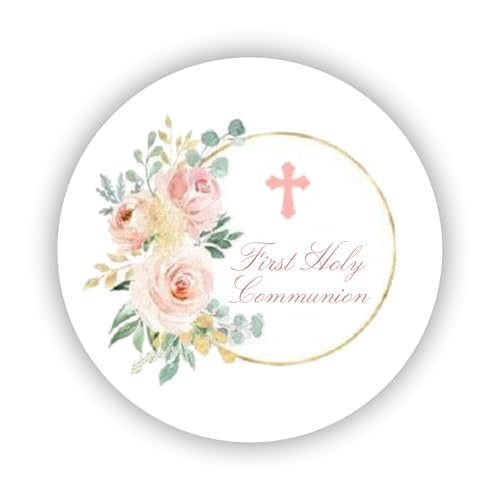 2cmØ 32-Stück! Aufkleber Sticker Briefumschlag-Siegel Post rund FIRST HOLY COMMUNION PINK ERSTE HEILIGE KOMMUNION ROSA R390 von Perfect Sticker