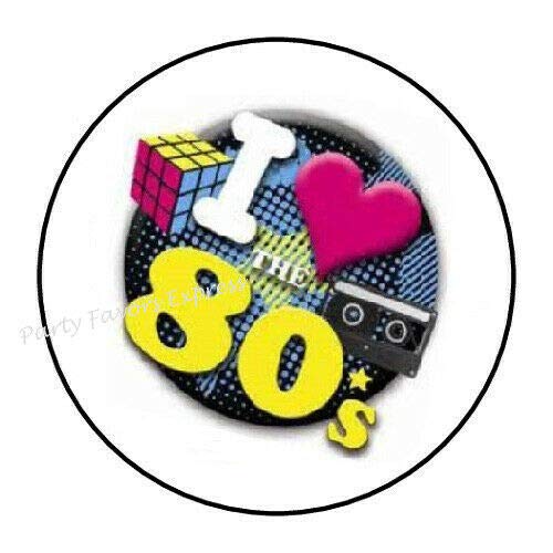 2cmØ 32-Stück! Aufkleber Sticker Briefumschlag-Siegel Post rund I LOVE 80's ICH LIEBE 80er R3950 von Perfect Sticker