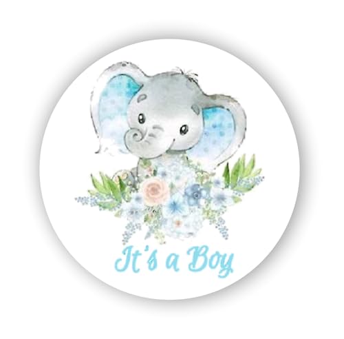 2cmØ 32-Stück! Aufkleber Sticker Briefumschlag-Siegel Post rund IT'S BOY BABY ELEPHANT SHOWER IST JUNGE BABY ELEFANTEN R2607 von Perfect Sticker