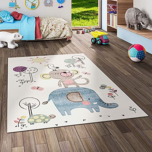 Maui Kinder Teppich Kids Lustige Tiere Creme Bunt in 3 Größen von Pergamon