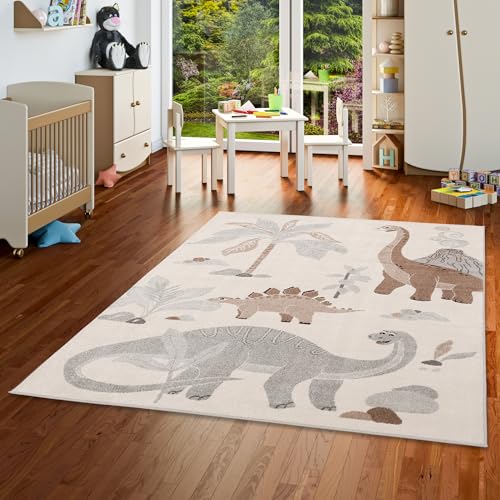 Pergamon Kinder Teppich Weich Kinderzimmer Softstar Kids Dinowelt Grau Creme in 5 Größen von Pergamon