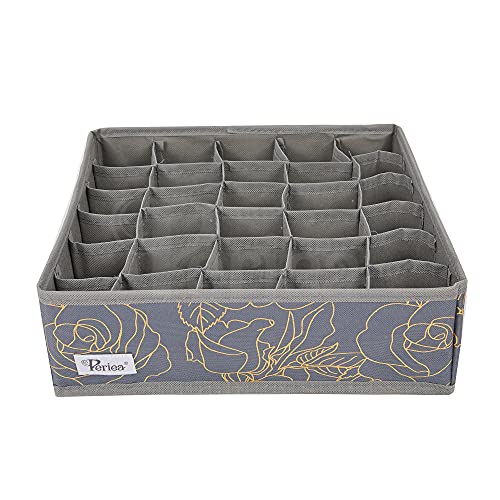 Periea Schubladen Organizer 32x32x10cm Schlafzimmer Unterwäsche 30 Zellen 'Fosy' (Premium Metallisch Blumig) von Periea