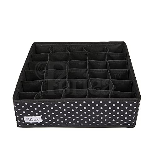 Periea Schubladen Organizer 32x32x10cm Schlafzimmer Unterwäsche 30 Zellen 'Fosy' (Premium Schwarz mit weißen Punkten) von Periea