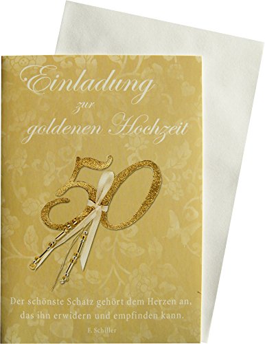 5 Einladungskarten Klappkarten Goldene Hochzeit mit Innentext 611124 von Perleberg