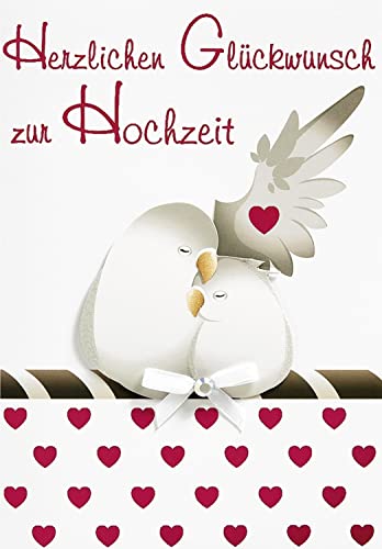 Perleberg Hochzeitskarte mit Taubenmotiv & Schleife - Lifestyle-Collection - Karte zur Hochzeit in Premium Qualität - Liebevolles Geschenk zur Hochzeit mit Umschlag - 11,6 x 16,6 cm von Perleberg