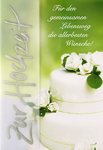 Perleberg Hochzeitskarte mit Tortenmotiv - Basic Classic Collection - Karte zur Hochzeit in Premium Qualität - Liebevolles Geschenk zur Hochzeit mit Umschlag - 11,6 x 16,6 cm von Perleberg