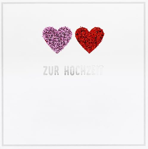 Perleberg - einzigartige Hochzeitskarte BlingBling - wunderschöne Karte mit Glitzer-Schrift 11,6 x 16,6 cm - Karte zur Hochzeit mit Umschlag in weiß I hochwertige & besondere Hochzeitskarten von Perleberg