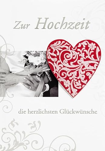 Perleberg - einzigartige Hochzeitskarte mit Herzmotiv - wunderschöne & edle Karte mit Herz 11,6 x 16,6 cm - Karte zur Hochzeit mit Glückwünschen - hochwertige & besondere Hochzeitskarten von Perleberg