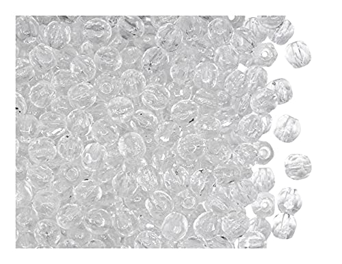 100 Stück Tschechische Facettierten Glasperlen Fire-Polished Rund 4 mm, Crystal Clear von Perlen Fire-Polished 4mm