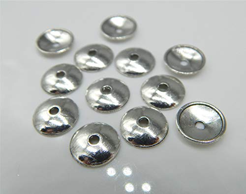 100 Perlenkappen 10mm Silber Halblinsen Metall Perlkappen Kappen 10x2mm von Perlenlädchen