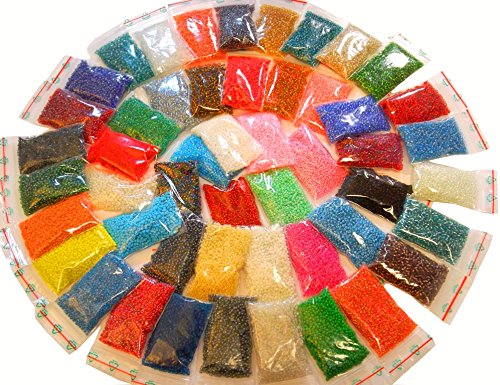 1 kilo Rocailles 3mm 50 Pack 50 Farben GLAS PERLEN Rund NEU 34000stk POSTEN AM11 von Perlin