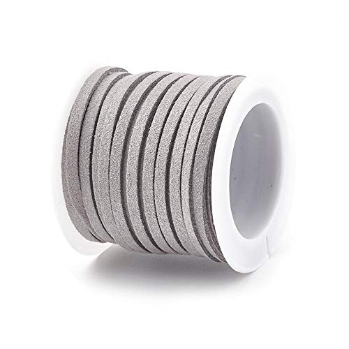 1 Rolle, Faux Wildleder Schnur 5m Lange, 4mm und 5mm Breite, für DIY Schmuckherstellung, Mikrofaser Flache Spitze Kunsthandwerk Cordage für Armband Halskette Perlenschnur (Grau, 4mm) von Perlin