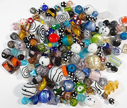 1 kilo POSTEN PERLEN GLAS GLASPERLEN BEADS FANCY SILBERFOLIE MIX LAMPWORK NEU von Perlin