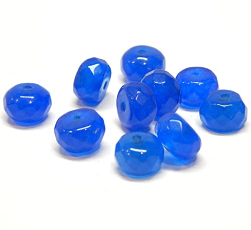 10 Lapis Lazuli Blau ACHAT PERLEN 8mm Edelsteine Rondell Facettiert G152 von Perlin