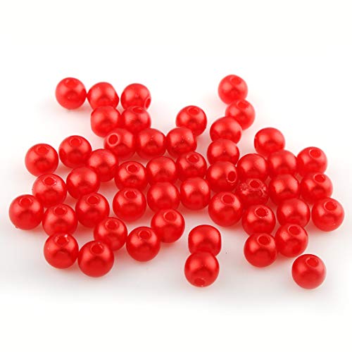 100 Wachsperlen 6mm Kunststoff Acryl Perlen Tischdeko Hochzeit Perlen Streudeko Perlmutt Perlensterne Basteln Wachs-Perlen (Rot) von Perlin