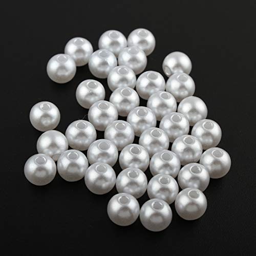 100 Wachsperlen 6mm Kunststoff Acryl Perlen Tischdeko Hochzeit Perlen Streudeko Perlmutt Perlensterne Basteln Wachs-Perlen (Weiss) von Perlin