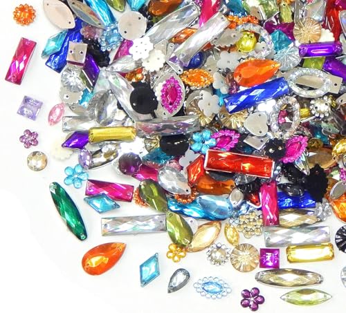 1000 Stück Acryl-Nähkristalle Nähschmucksteine Bunt Schmuck-Edelsteine mit Löchern, gemischte flache Kunstharz-Strasssteine, geeignet für Kleidung Kunsthandwerk Nähdekoration DIY-Dekoration Handwerk von Perlin