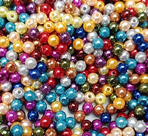 Perlin 1000Stk Wachsperlen 6mm Mix Bunte Kunststoff Acryl Perlen Tischdeko Hochzeit Rund Drahtsterne Streudeko Perlmutt Perlensterne Basteln Wachs-Perlen Wax Beads P26 von Perlin