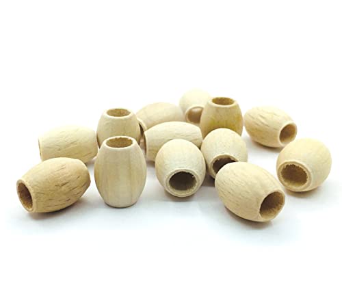 100Stk Holzperlen 16mm*12mm Oval 6mm großes loch, Neutral Farbe, Holz Perlen zum auffädeln Set zum Basteln Spacer Zwischenperle von Perlin