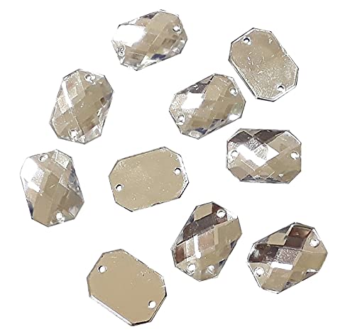 100Stk. Strasssteine zum aufnähen Glitzersteine zum annähen Rechteck Set, 18x13 mm, Kristall Acrylsteine Crystal Flatback für Kleidungsstück Basteln Kleidung und Tasche Deko von Perlin