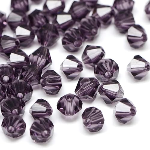 100X Preciosa Böhmische Kristallperlen 3mm Doppelkegel Tschechische Perlen Glasschliffperlen Glasperlen Bicone Beads (Lila) von Perlin