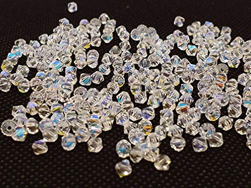 100X Preciosa Böhmische Kristallperlen 3mm Doppelkegel Tschechische Perlen Glasschliffperlen Glasperlen Druckperlen (Crystal) von Perlin