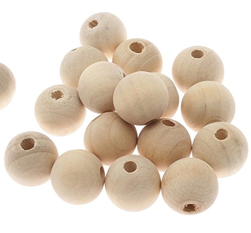 100stk Holzperlen 20mm Natur Holzkugeln Zwischenperlen Farblos Unbehandeltem Rund Holz Perlen zum Fädeln Schmuckherstellung Natural Wooden Beads H127 von Perlin